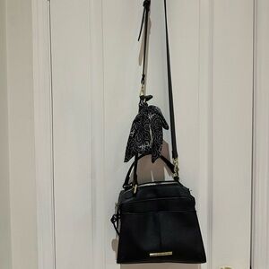 Steve Madden Black Crossbody Bag with Patterned Scarf Accent